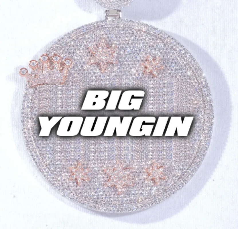 CUSTOM LETTER NECKLACE 3D BIG CROWN DISC sold by The GUU Shop