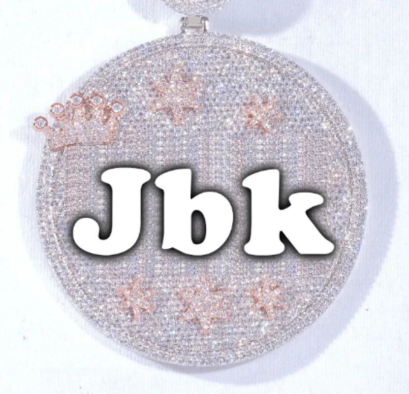 CUSTOM LETTER NECKLACE 3D BIG CROWN DISC sold by The GUU Shop