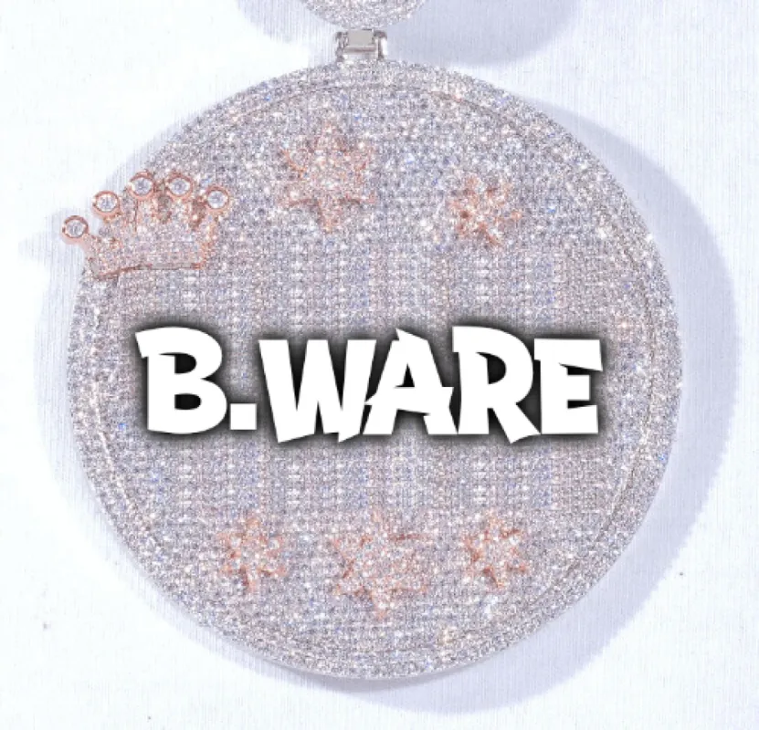 CUSTOM LETTER NECKLACE 3D BIG CROWN DISC sold by The GUU Shop