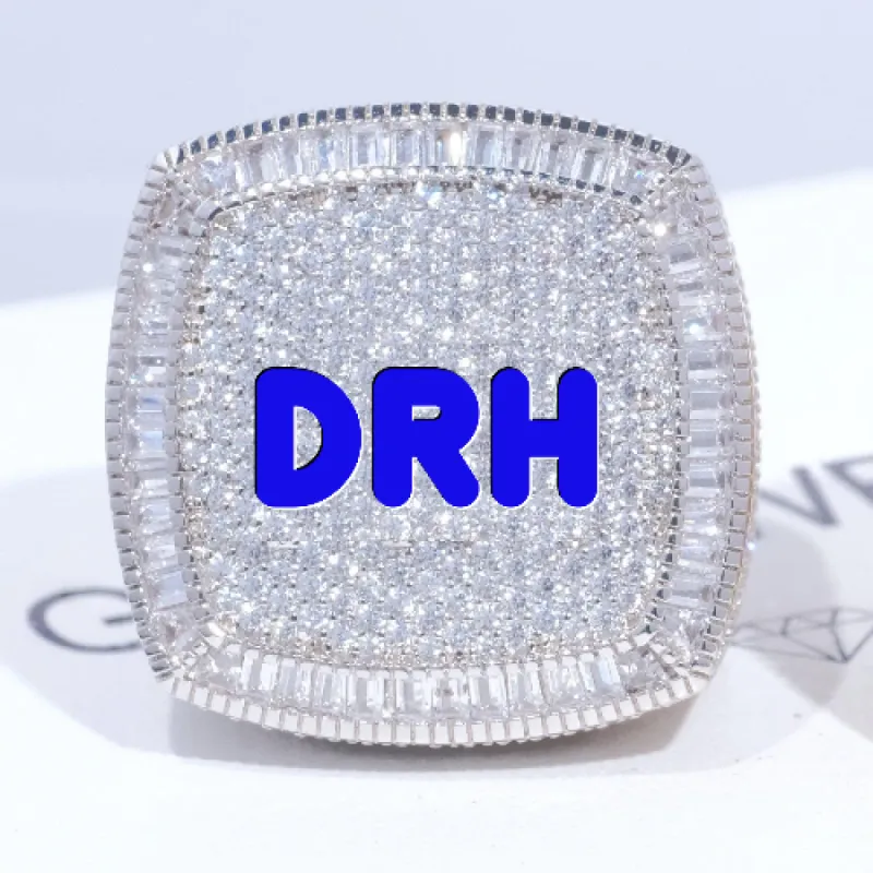 CUSTOM LETTER 3D ICED RING sold by The GUU Shop