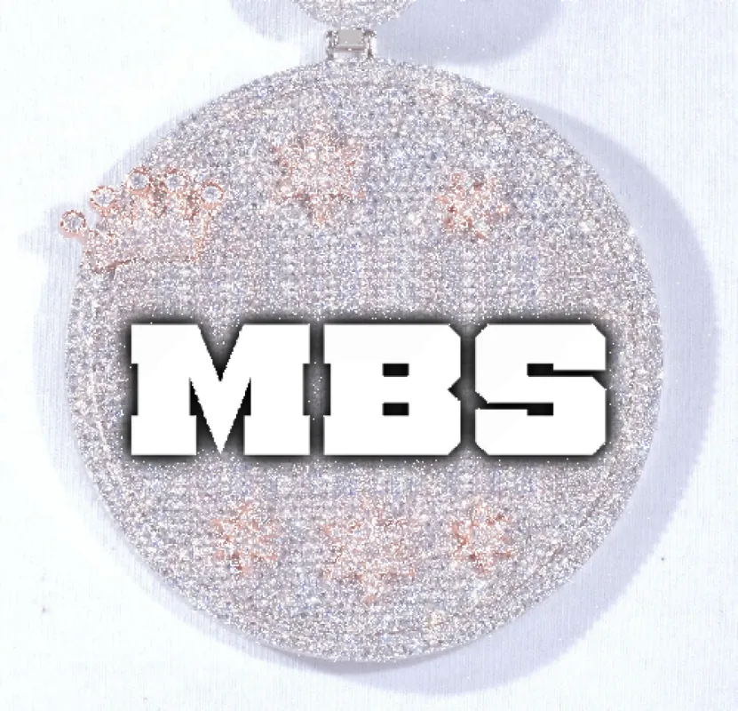 CUSTOM LETTER NECKLACE 3D BIG CROWN DISC sold by The GUU Shop