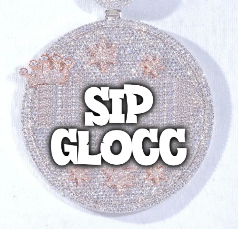 CUSTOM LETTER NECKLACE 3D BIG CROWN DISC sold by The GUU Shop