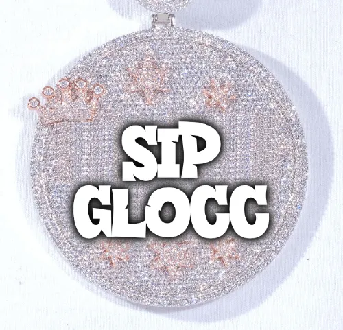 CUSTOM LETTER NECKLACE 3D BIG CROWN DISC sold by The GUU Shop