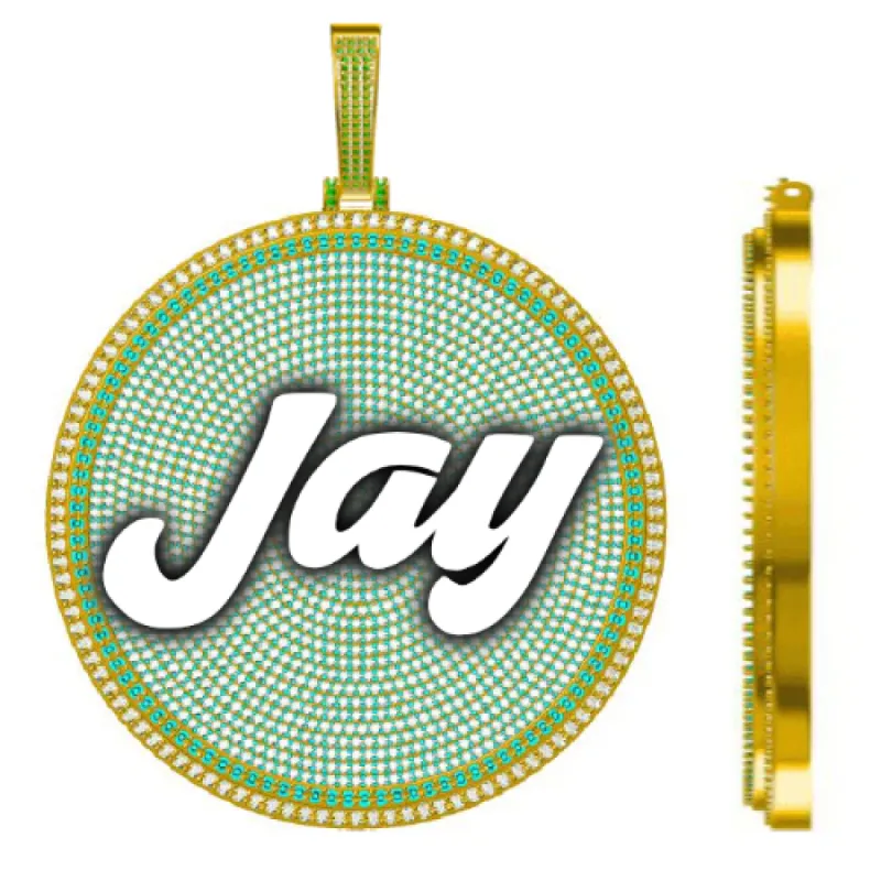 CUSTOM LETTER NECKLACE 3D BIG DISC sold by The GUU Shop