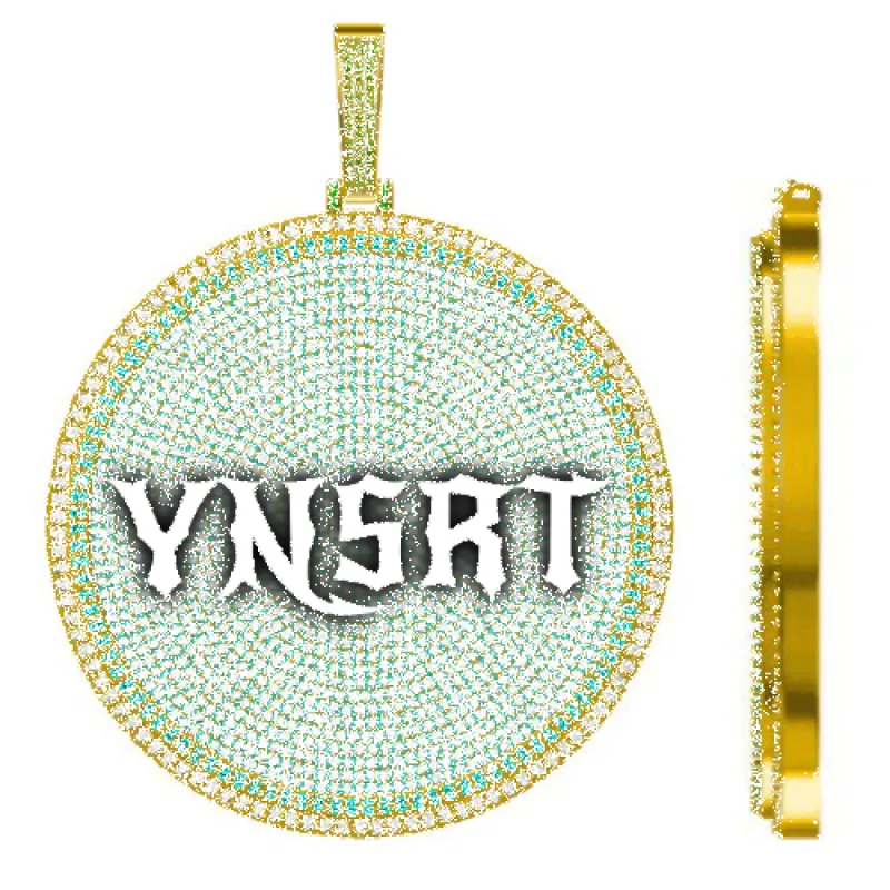 CUSTOM LETTER NECKLACE 3D BIG DISC sold by The GUU Shop