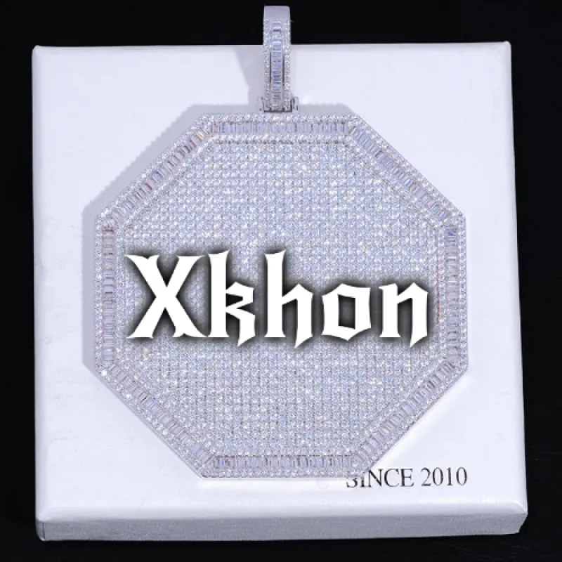 CUSTOM LETTER NECKLACE 3D BIG OCTAGON sold by The GUU Shop