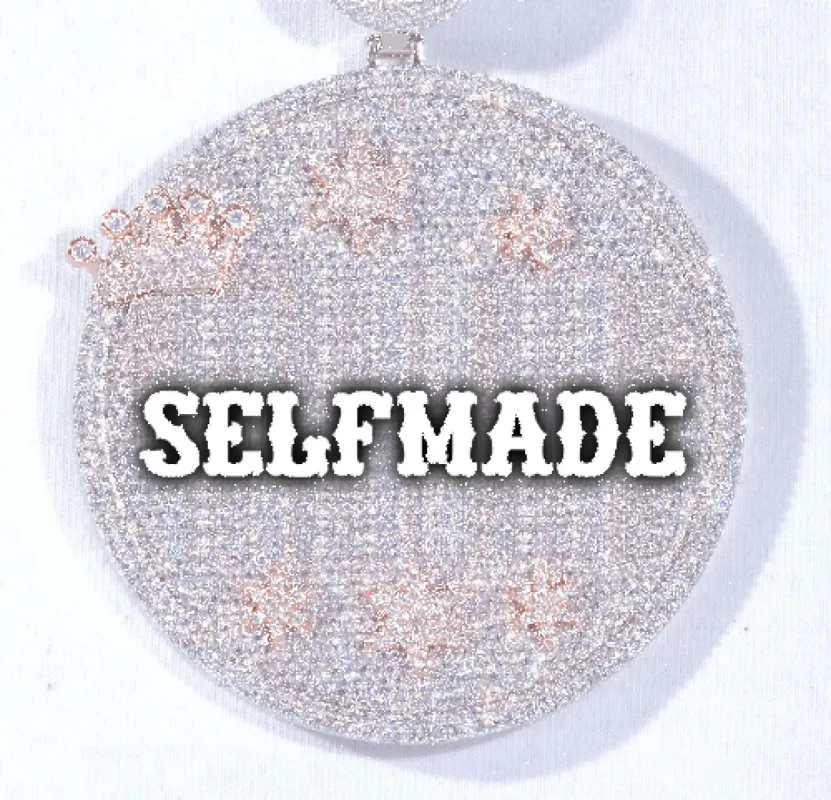 CUSTOM LETTER NECKLACE 3D BIG CROWN DISC sold by The GUU Shop