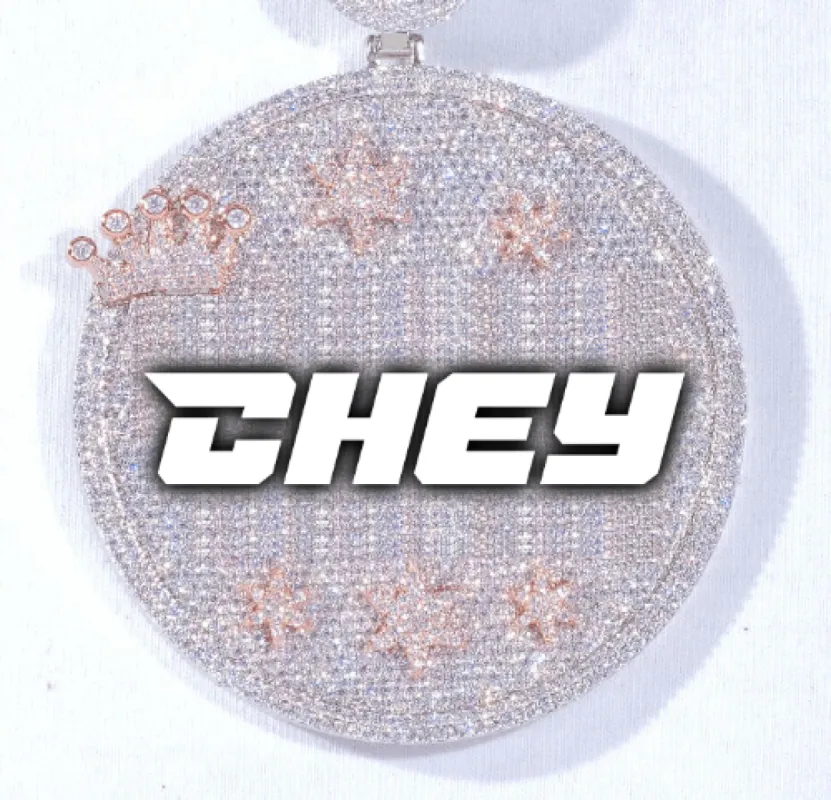 CUSTOM LETTER NECKLACE 3D BIG CROWN DISC sold by The GUU Shop