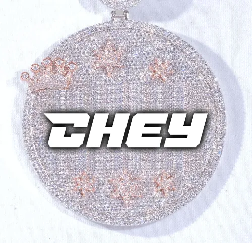 CUSTOM LETTER NECKLACE 3D BIG CROWN DISC sold by The GUU Shop