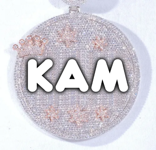 CUSTOM LETTER NECKLACE 3D BIG CROWN DISC sold by The GUU Shop