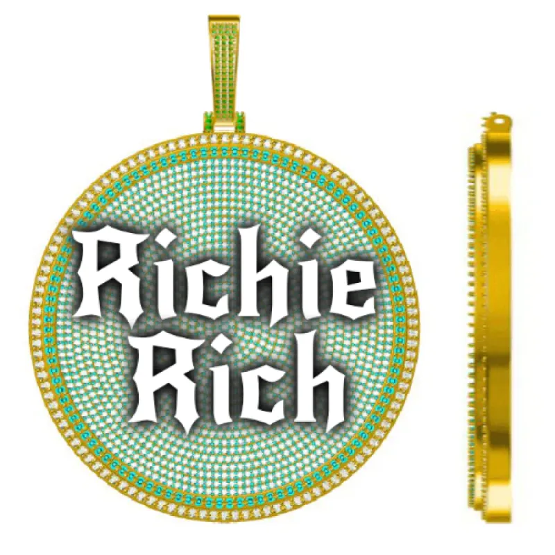 CUSTOM LETTER NECKLACE 3D BIG DISC sold by The GUU Shop