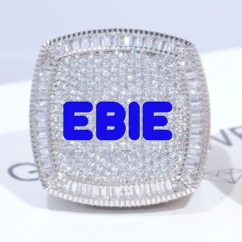 CUSTOM LETTER 3D ICED RING sold by The GUU Shop