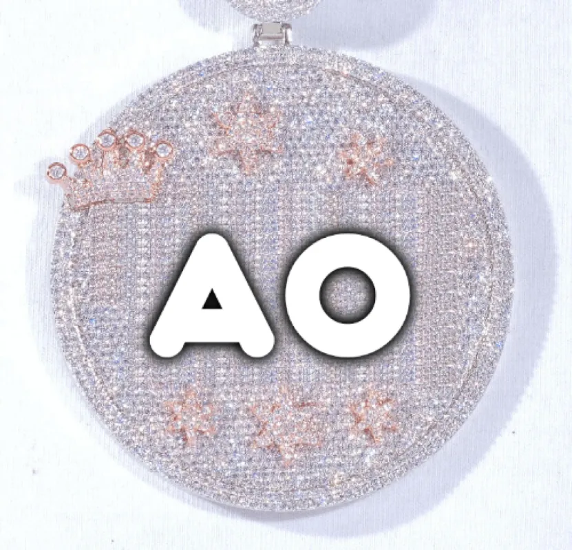 CUSTOM LETTER NECKLACE 3D BIG CROWN DISC sold by The GUU Shop