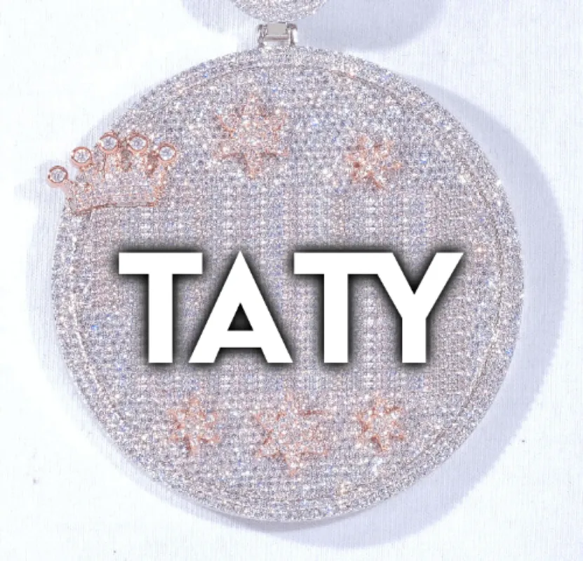 CUSTOM LETTER NECKLACE 3D BIG CROWN DISC sold by The GUU Shop