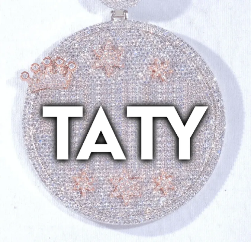 CUSTOM LETTER NECKLACE 3D BIG CROWN DISC sold by The GUU Shop