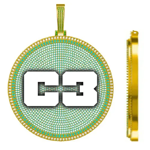 CUSTOM LETTER NECKLACE 3D BIG DISC sold by The GUU Shop