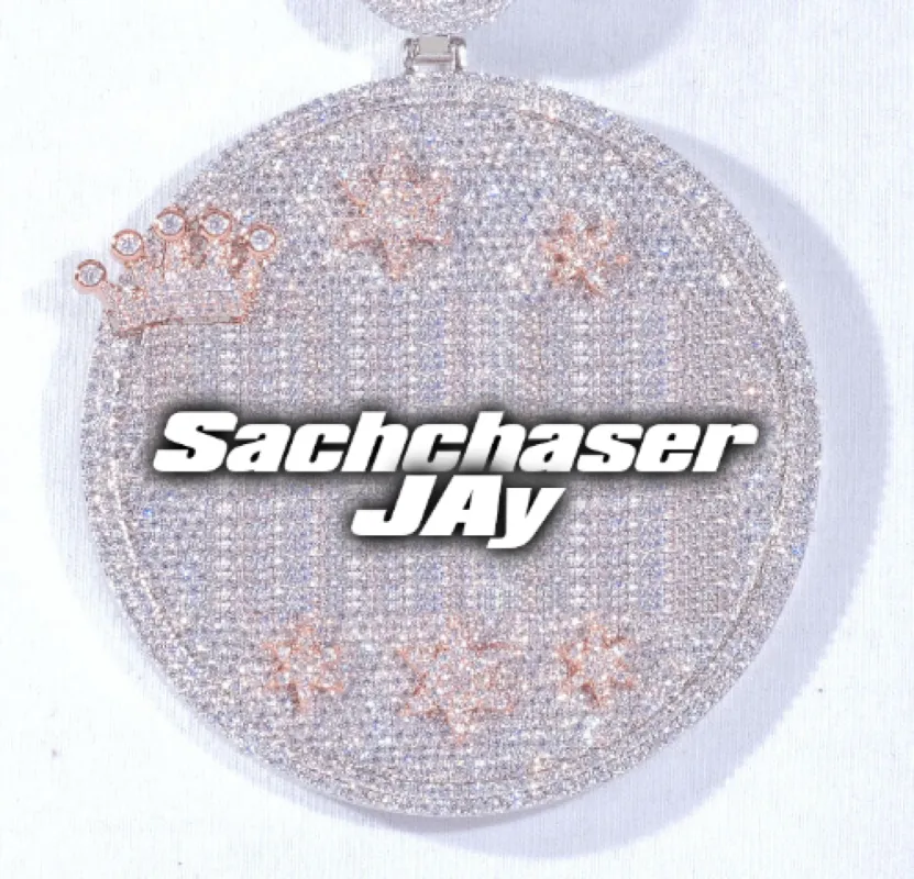 CUSTOM LETTER NECKLACE 3D BIG CROWN DISC sold by The GUU Shop