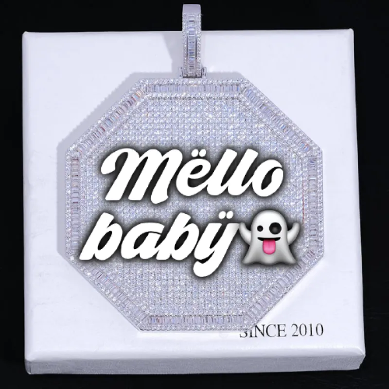 CUSTOM LETTER NECKLACE 3D BIG OCTAGON sold by The GUU Shop