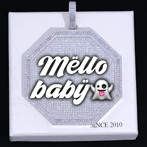 CUSTOM LETTER NECKLACE 3D BIG OCTAGON sold by The GUU Shop