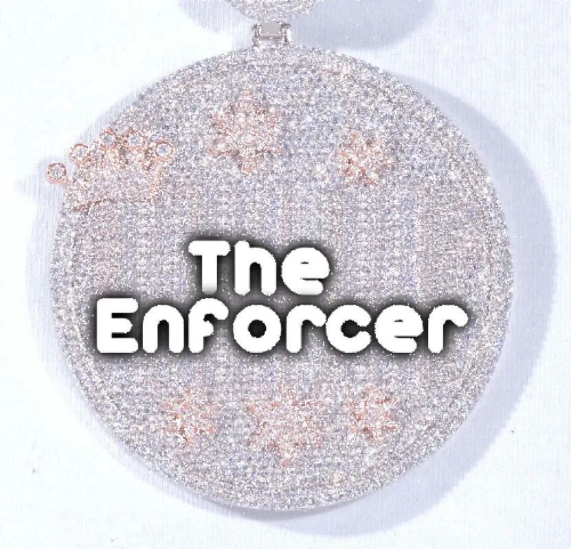 CUSTOM LETTER NECKLACE 3D BIG CROWN DISC sold by The GUU Shop