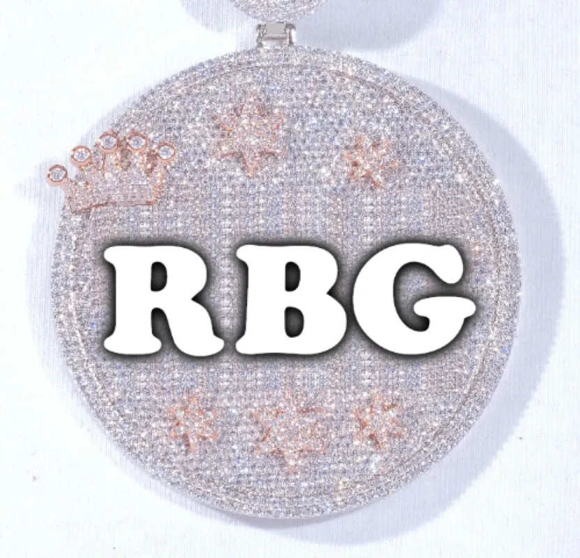 CUSTOM LETTER NECKLACE 3D BIG CROWN DISC sold by The GUU Shop