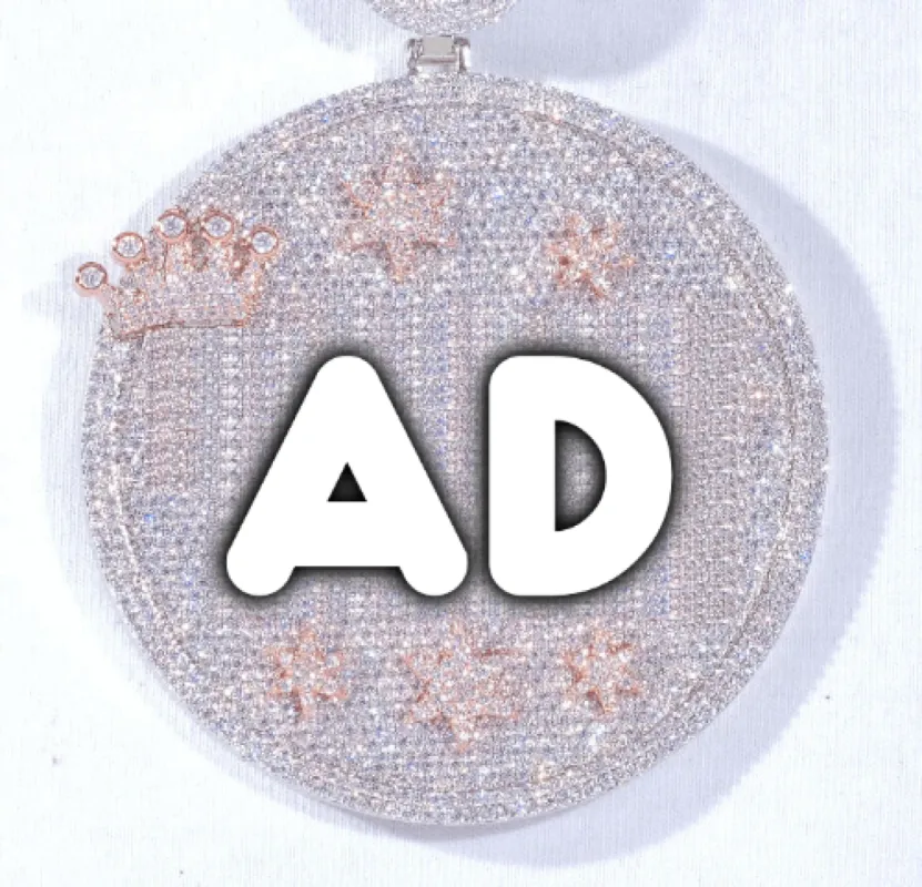 CUSTOM LETTER NECKLACE 3D BIG CROWN DISC sold by The GUU Shop