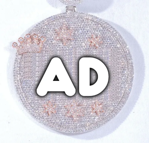 CUSTOM LETTER NECKLACE 3D BIG CROWN DISC sold by The GUU Shop