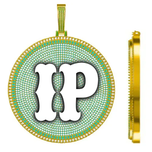 CUSTOM LETTER NECKLACE 3D BIG DISC sold by The GUU Shop