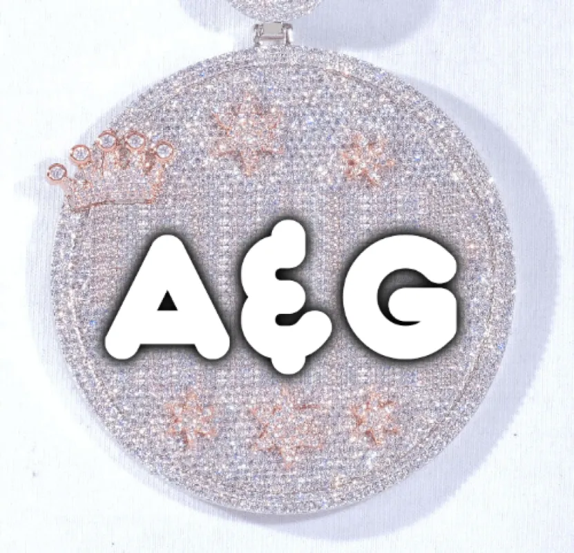 CUSTOM LETTER NECKLACE 3D BIG CROWN DISC sold by The GUU Shop