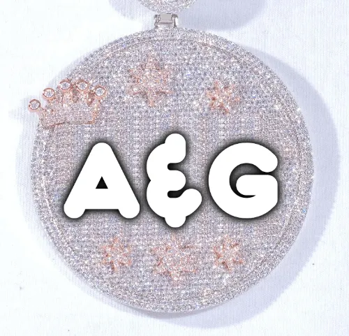CUSTOM LETTER NECKLACE 3D BIG CROWN DISC sold by The GUU Shop