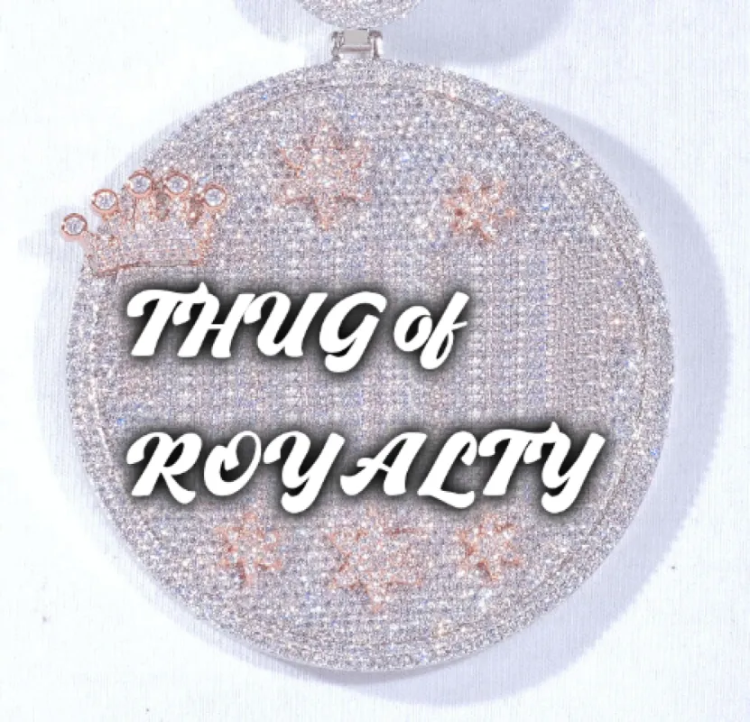 CUSTOM LETTER NECKLACE 3D BIG CROWN DISC sold by The GUU Shop