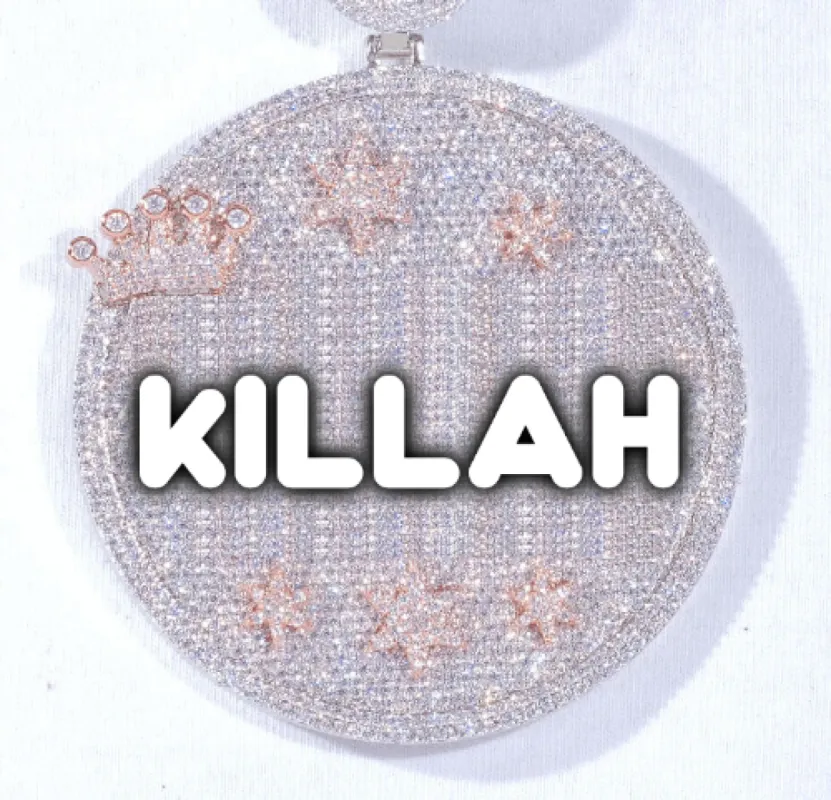 CUSTOM LETTER NECKLACE 3D BIG CROWN DISC sold by The GUU Shop