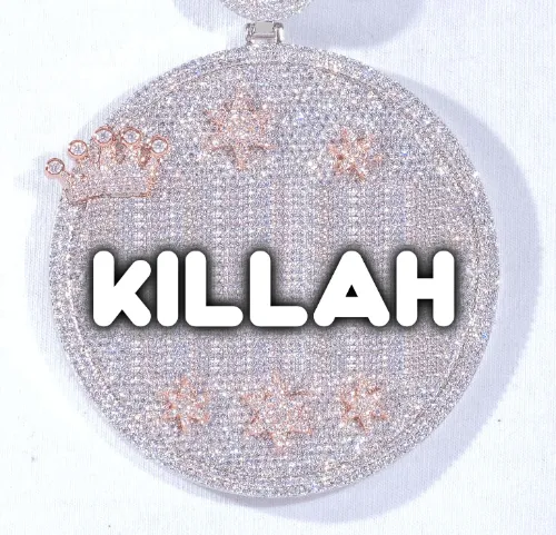 CUSTOM LETTER NECKLACE 3D BIG CROWN DISC sold by The GUU Shop