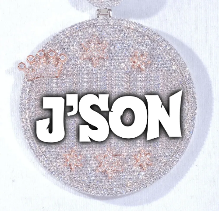 CUSTOM LETTER NECKLACE 3D BIG CROWN DISC sold by The GUU Shop