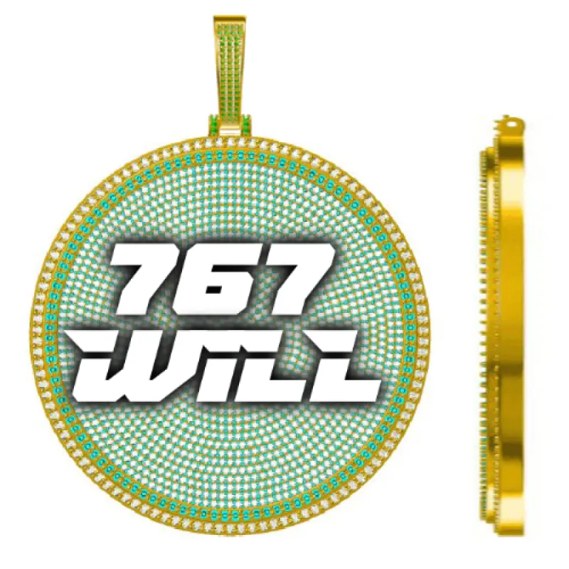 CUSTOM LETTER NECKLACE 3D BIG DISC sold by The GUU Shop