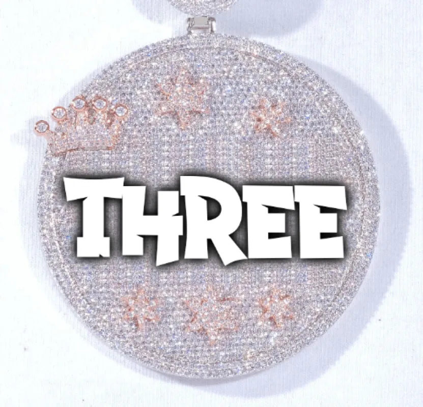 CUSTOM LETTER NECKLACE 3D BIG CROWN DISC sold by The GUU Shop