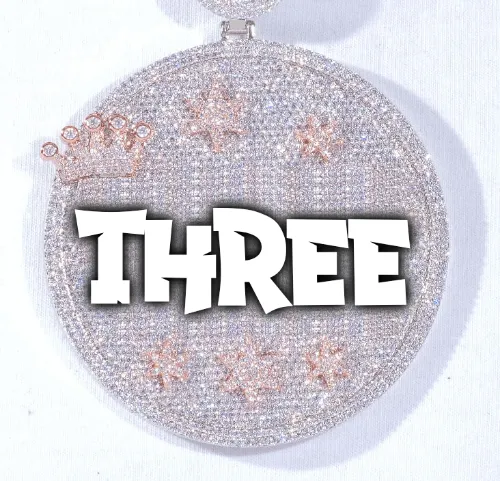 CUSTOM LETTER NECKLACE 3D BIG CROWN DISC sold by The GUU Shop