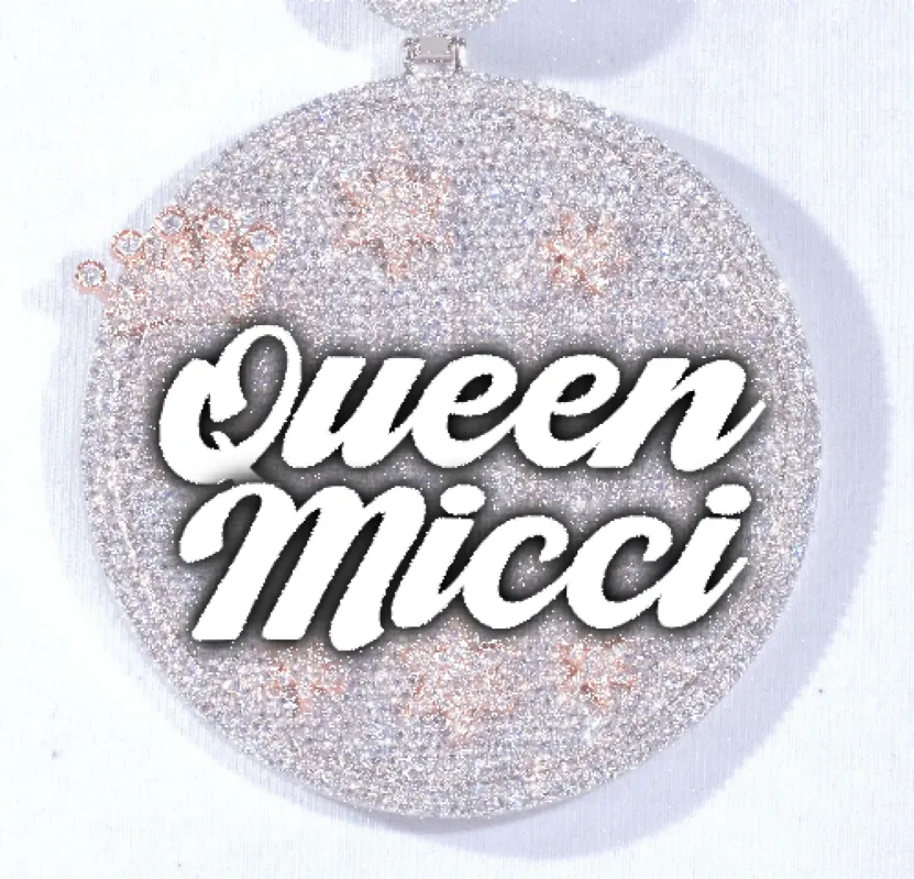 CUSTOM LETTER NECKLACE 3D BIG CROWN DISC sold by The GUU Shop