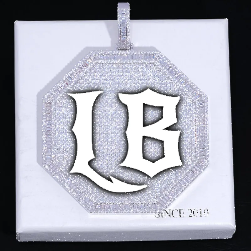 CUSTOM LETTER NECKLACE 3D BIG OCTAGON sold by The GUU Shop