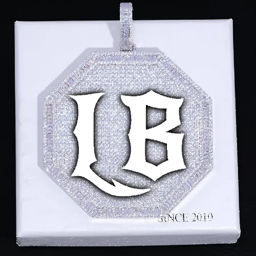 CUSTOM LETTER NECKLACE 3D BIG OCTAGON sold by The GUU Shop