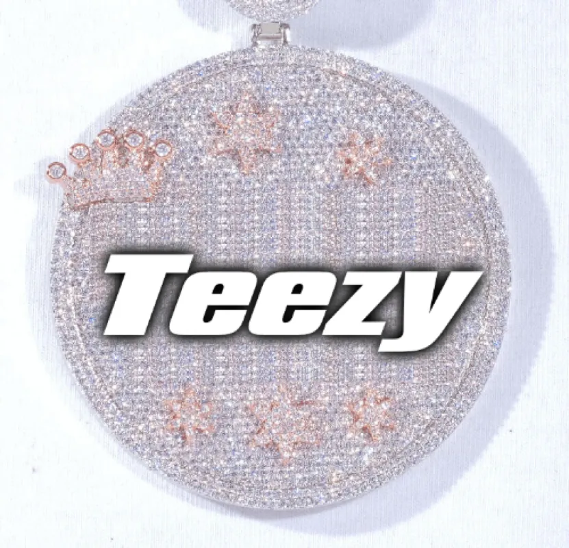 CUSTOM LETTER NECKLACE 3D BIG CROWN DISC sold by The GUU Shop