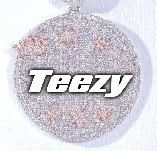 CUSTOM LETTER NECKLACE 3D BIG CROWN DISC sold by The GUU Shop