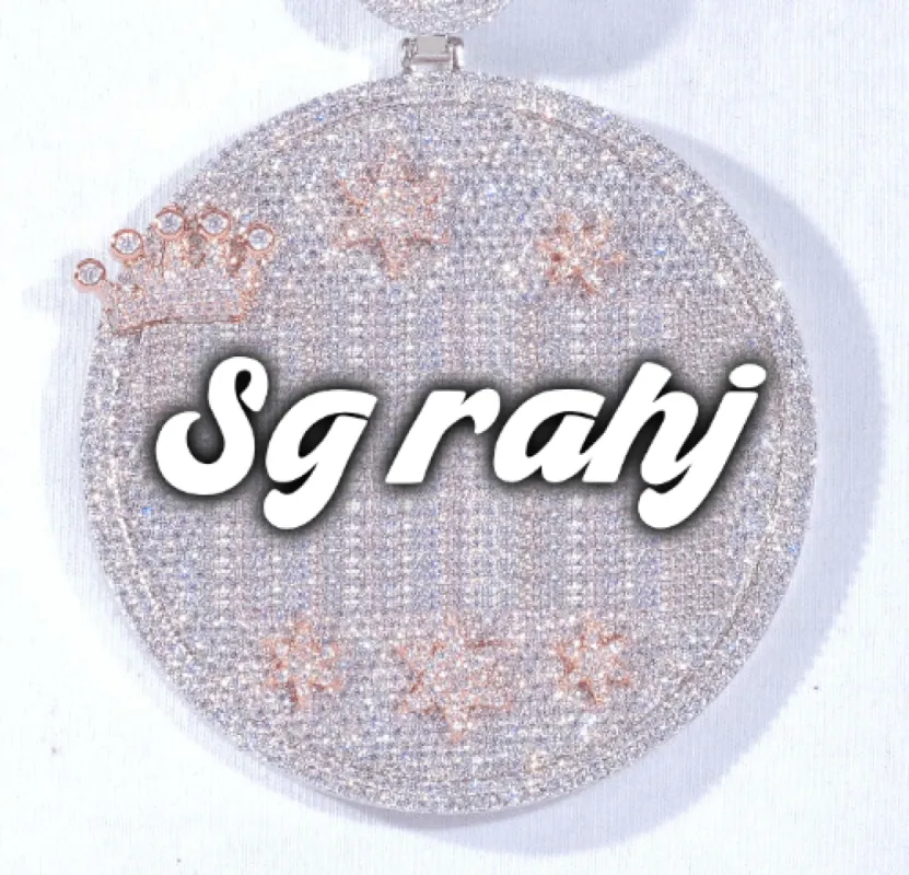 CUSTOM LETTER NECKLACE 3D BIG CROWN DISC sold by The GUU Shop