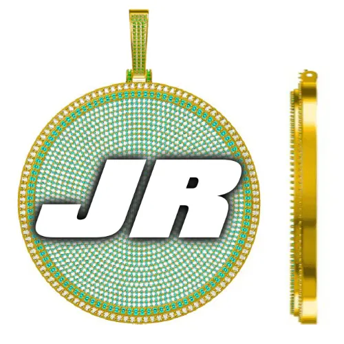 CUSTOM LETTER NECKLACE 3D BIG DISC sold by The GUU Shop