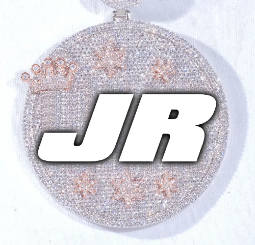 CUSTOM LETTER NECKLACE 3D BIG CROWN DISC sold by The GUU Shop