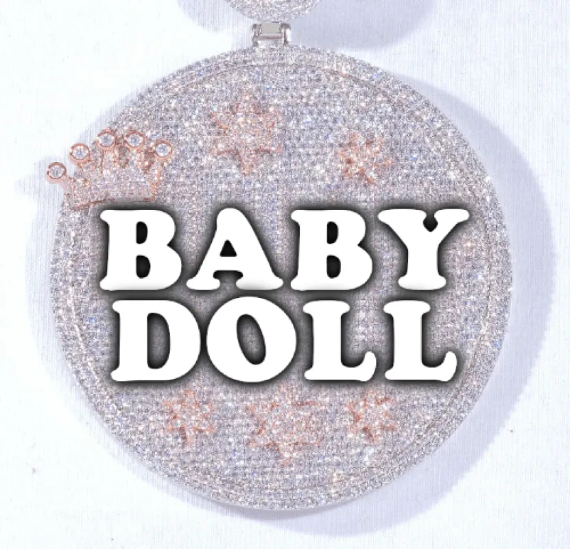 CUSTOM LETTER NECKLACE 3D BIG CROWN DISC sold by The GUU Shop