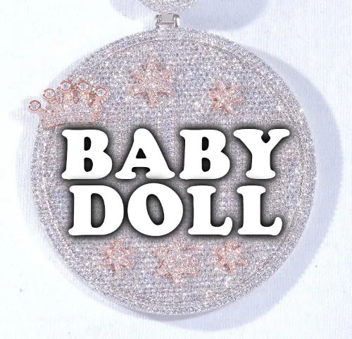 CUSTOM LETTER NECKLACE 3D BIG CROWN DISC sold by The GUU Shop