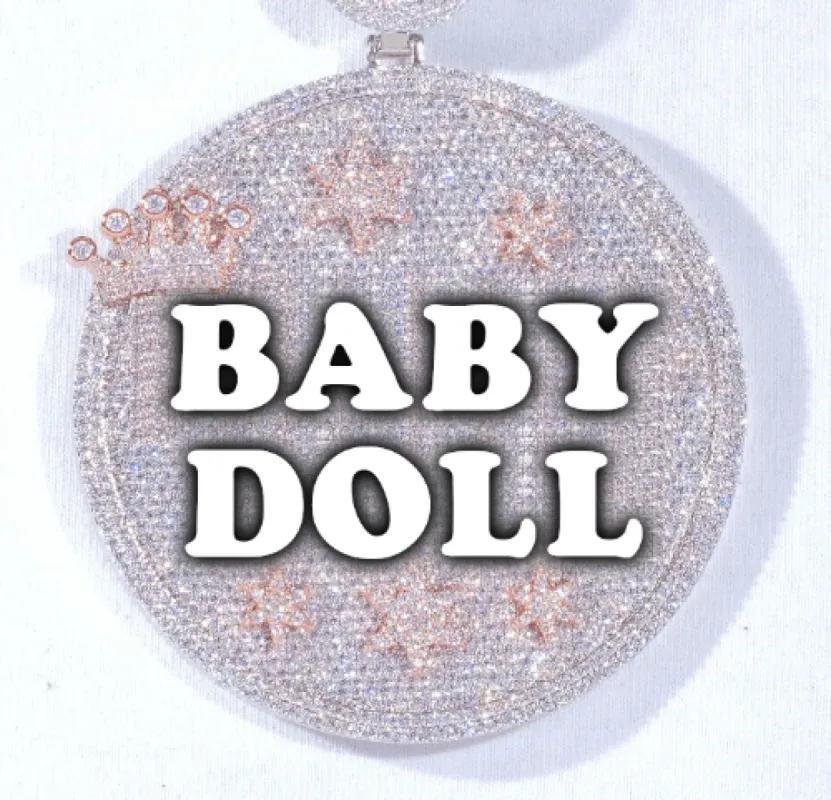 CUSTOM LETTER NECKLACE 3D BIG CROWN DISC sold by The GUU Shop