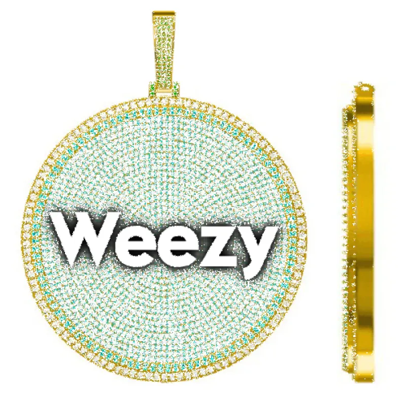 CUSTOM LETTER NECKLACE 3D BIG DISC sold by The GUU Shop