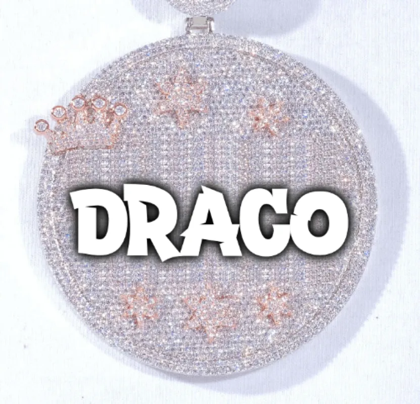 CUSTOM LETTER NECKLACE 3D BIG CROWN DISC sold by The GUU Shop